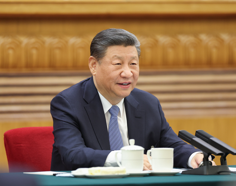 2024年3月5日,习近平总书记参加他所在的十四届全国人大二次会议江苏代表团审议。